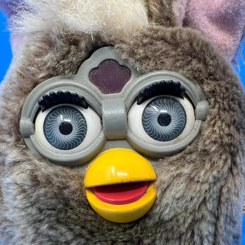 Tiger Furby Buddies 4 Inch Grey Owl Vintage 1999 Bean Bag Plush Toy